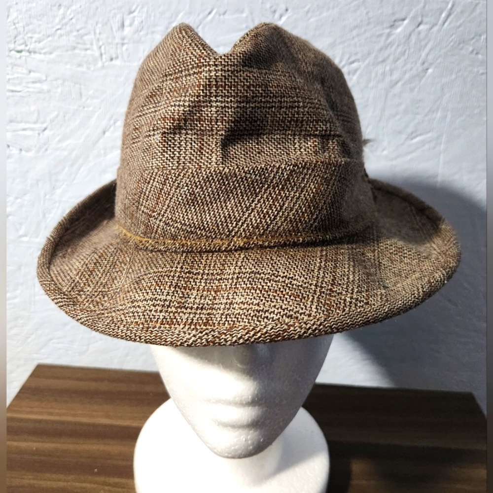 Vintage 1950s Dorfman Pacific Brown Tweed Fedora